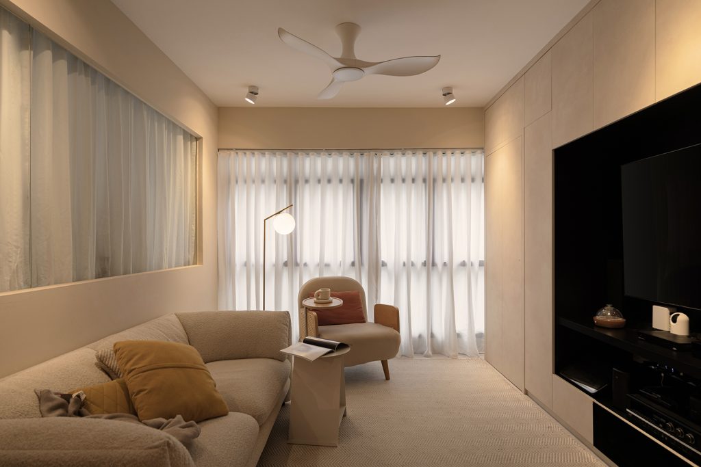 How many different design styles are available for HDB living rooms in Singapore